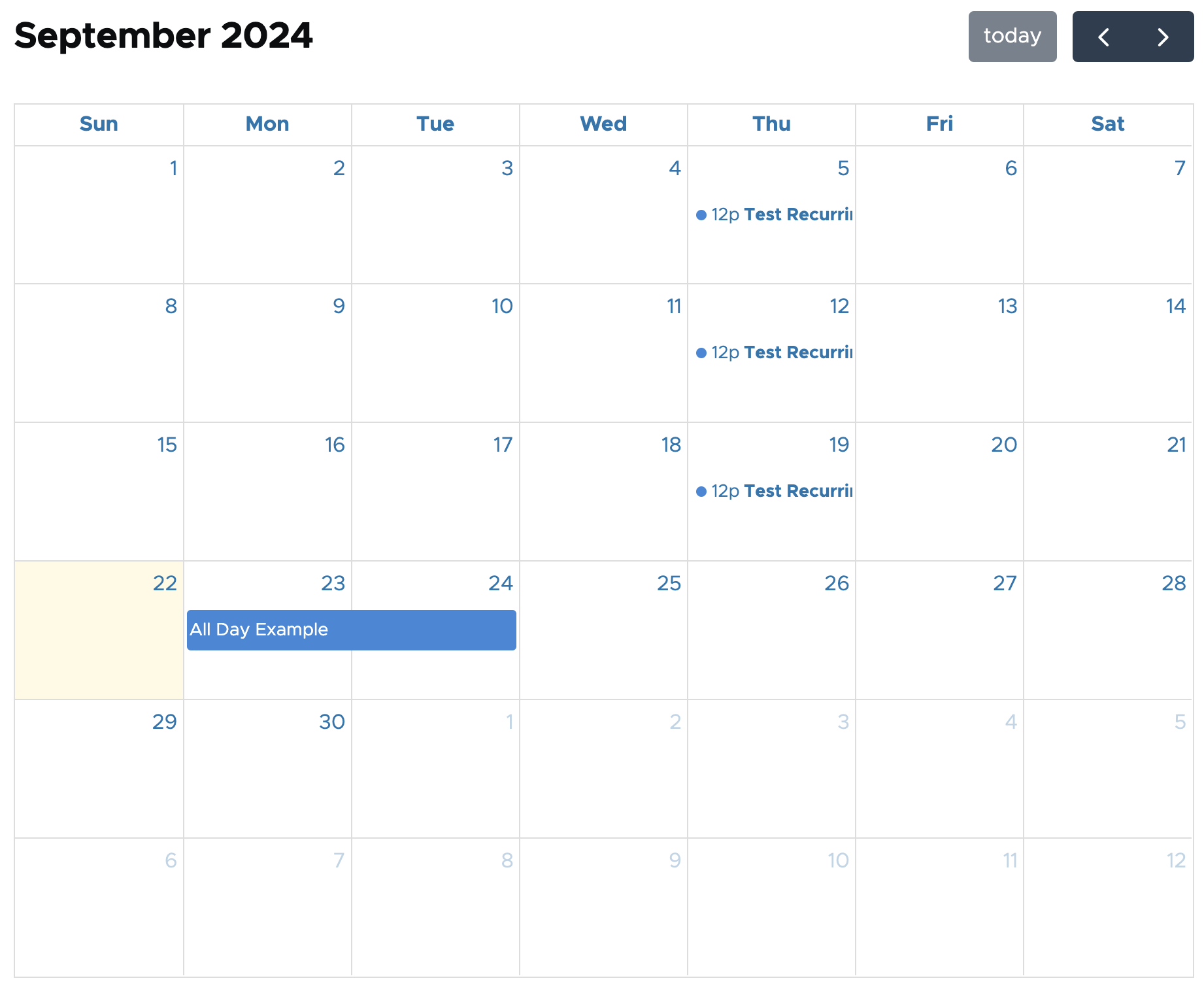 A website calendar