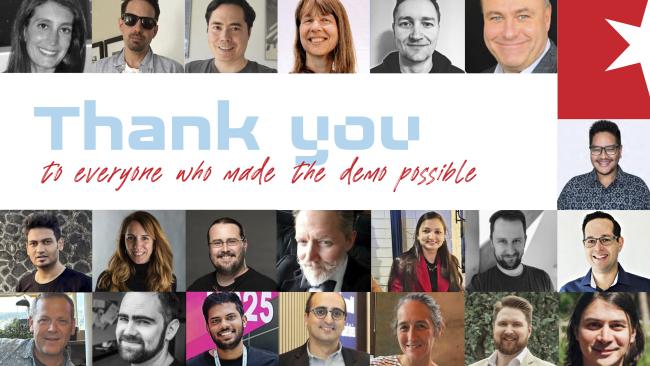 A slide from the Driesnote showing faces of contributors